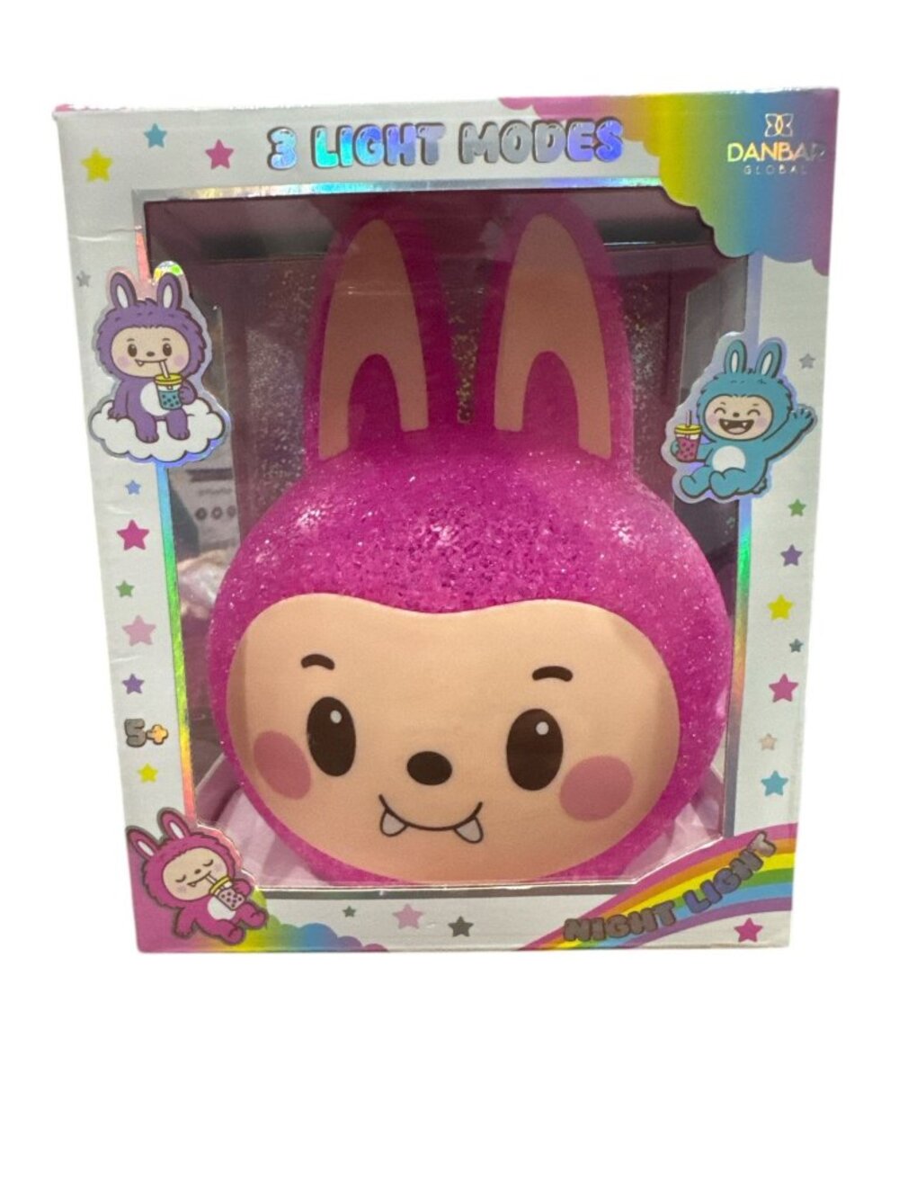 Danbar Global Labubu Night Light For Kids With 3 Light Modes - Pink Glitter Desi